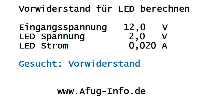 Vorwiderstand für LED berechnen Animation: Vorwiderstand für LED berechnen