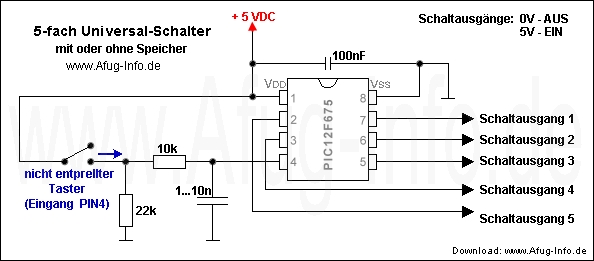 Schaltplan 2:  5-fach Universal-Schalter