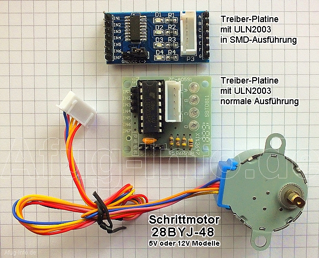 Bild: Schrittmotor 28BYJ-48 mit ULN2003-Treiber-Platine