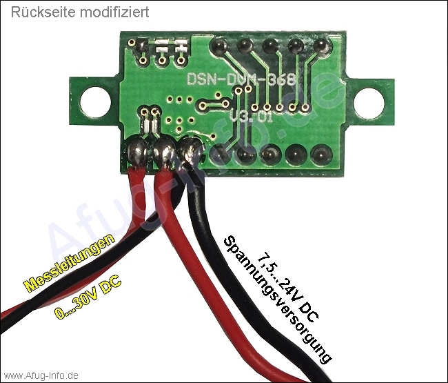 Digitale LED Volt-Anzeige: Modifikation der Rückseite
